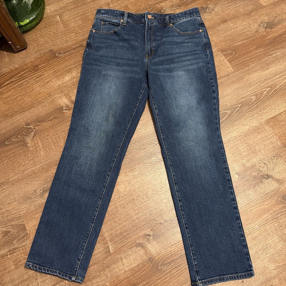 Talbots Straight Leg Blue Jeans Womens Size 12 High Rise Stretch Denim